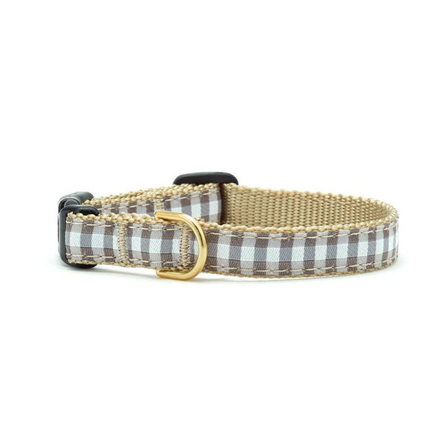 Up Country Small Breed Dog Collar - Gray Buffalo Check