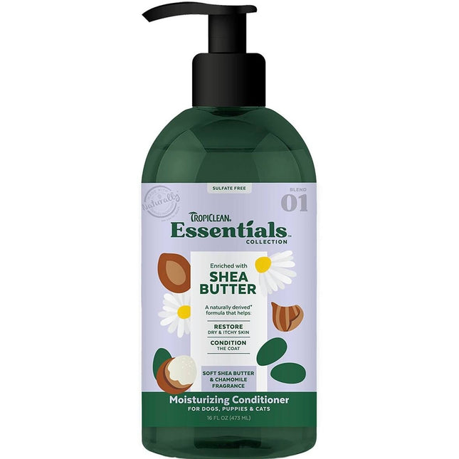 TropiClean Essentials Shea Butter & Chamomile  - Soothing Conditioner for Dogs and Cats