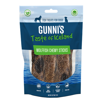 Gunni's dog Chewy Sticks Wolffish 3pk