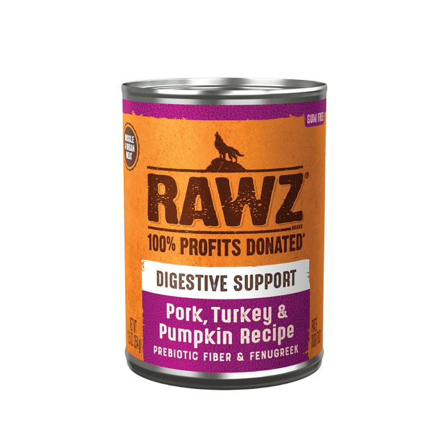 Rawz Dog -Digestive Support Pork, Turkey & Pumpkin Recipe with Prebiotic Fiber and Fenugreek 12.5oz can