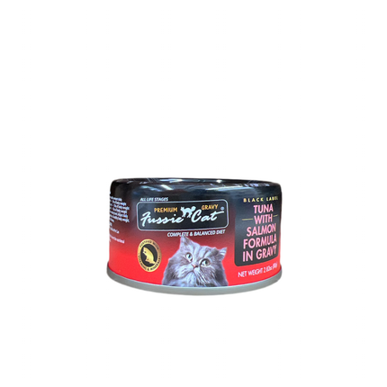 Fussie Cat Tuna with Salmon in Gravy 2.82oz