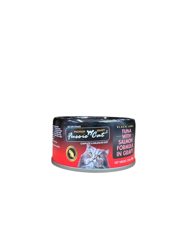 Fussie Cat Tuna with Salmon in Gravy 2.82oz