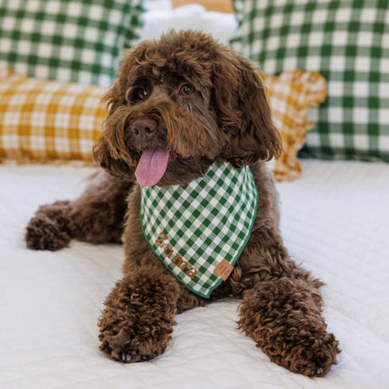 The Foggy Dog - Mini Gingham Hunter Green Dog Bandana