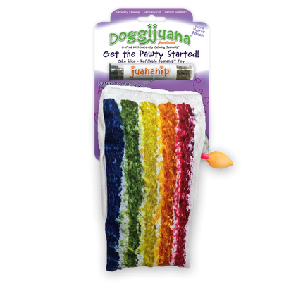 Doggijuana Get the Pawty Started Cake Slice Toy with Dogginip