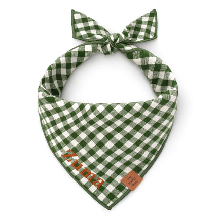 The Foggy Dog - Mini Gingham Hunter Green Dog Bandana