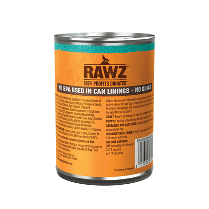 Rawz Dog -Digestive Support Beef & Pumpkin Recipe with Prebiotic Fiber and Fenugreek 12.5oz can