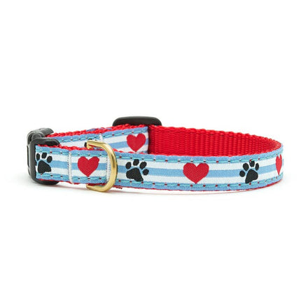 Up Country Small Breed Dog Collar - Pawprint Stripe