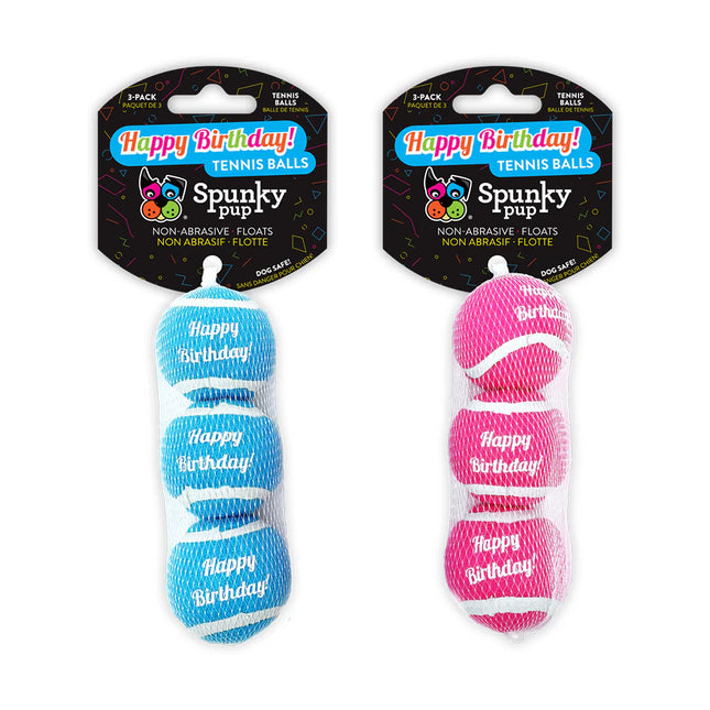 Spunky Pup 3 pack Birthday Tennis Balls