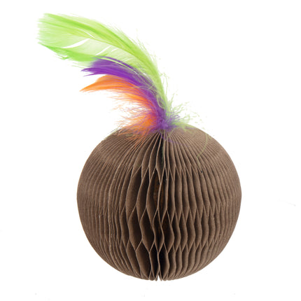 Ware Corrugated Feather Ball Cat Toy