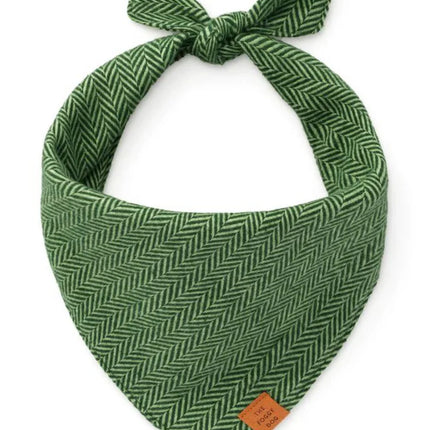 The Foggy Dog - Green Herringbone Dog Bandana