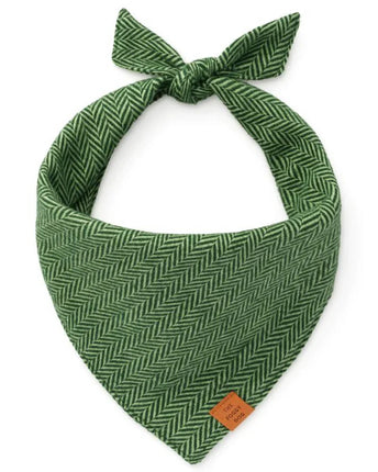 The Foggy Dog - Green Herringbone Dog Bandana