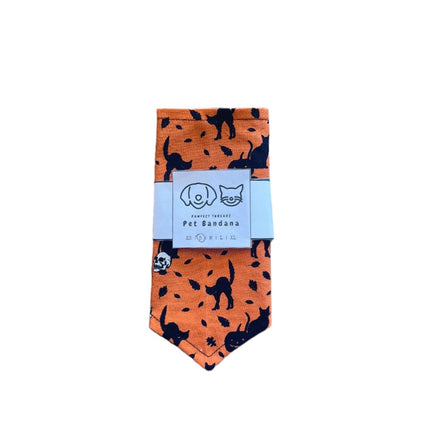 Pawfect Threadz Tie Bandana Orange with Black Cats