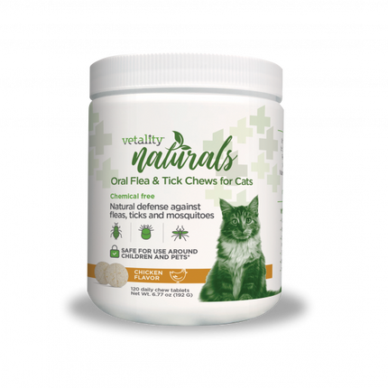 Vetality Naturals Oral Flea & Tick Chews for Cats 120 ct