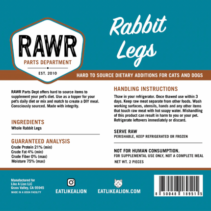 Rawr Rabbit Leg Frozen 1lb