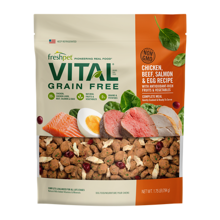 FreshPet Vital Chicken, Beef, Salmon & Egg Recipe with Antioxidant-rich Fruits & Vegetables