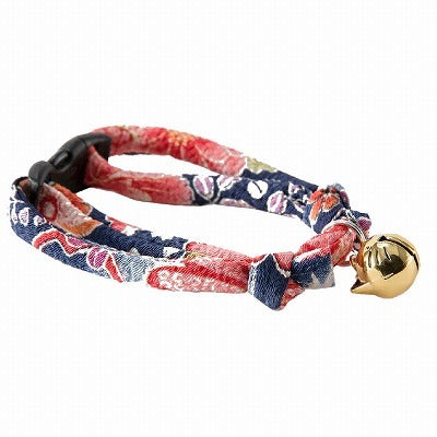 Necoichi - Navy Chirimen Hanabi Fireworks Cat Collar