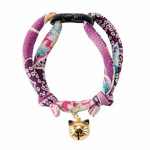 Necoichi Chirimen Hanabi Fireworks Cat Collar - Purple