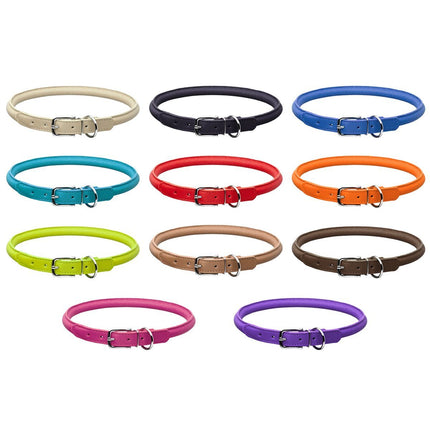 DogLine Soft Round Leather Collar W 1/3"- L 10-13"