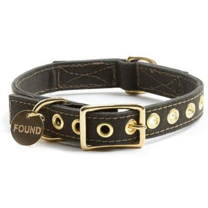 Found My Animal Olive Canvas Strip Dog collar