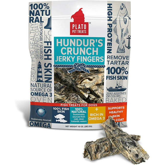 Plato Dog Hundurs Crunch Jerky Fingers Fish 10oz