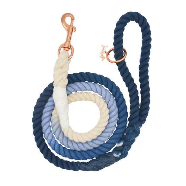 Sassy Woof Rope Leash - Ombre Blue