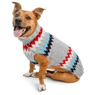 Chilly Dog Grey Chevron Striped Dog Sweater