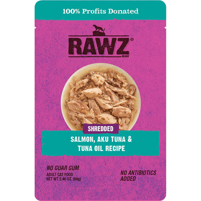 Rawz Cat Salmon, Aku Tuna, and Tuna Oil Shredded 2.46oz