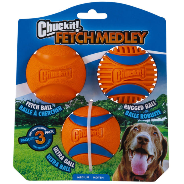 ChuckIt! Fetch Medley (Ultra, Rugged and Fetch Ball)- Medium