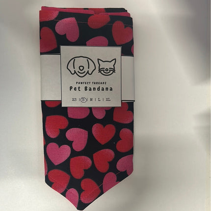 Pawfect Threadz Tie Bandana Valentines Day Pink Hearts