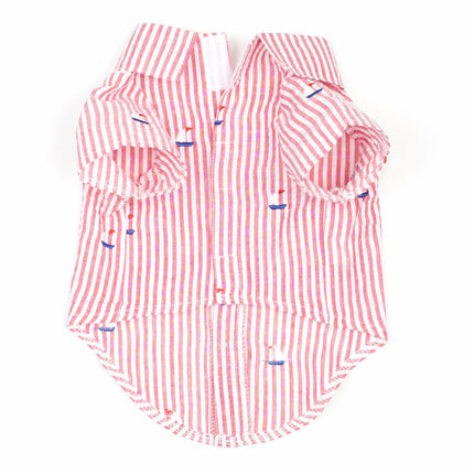 The Worthy Dog Red Stripe Sailboat shirt